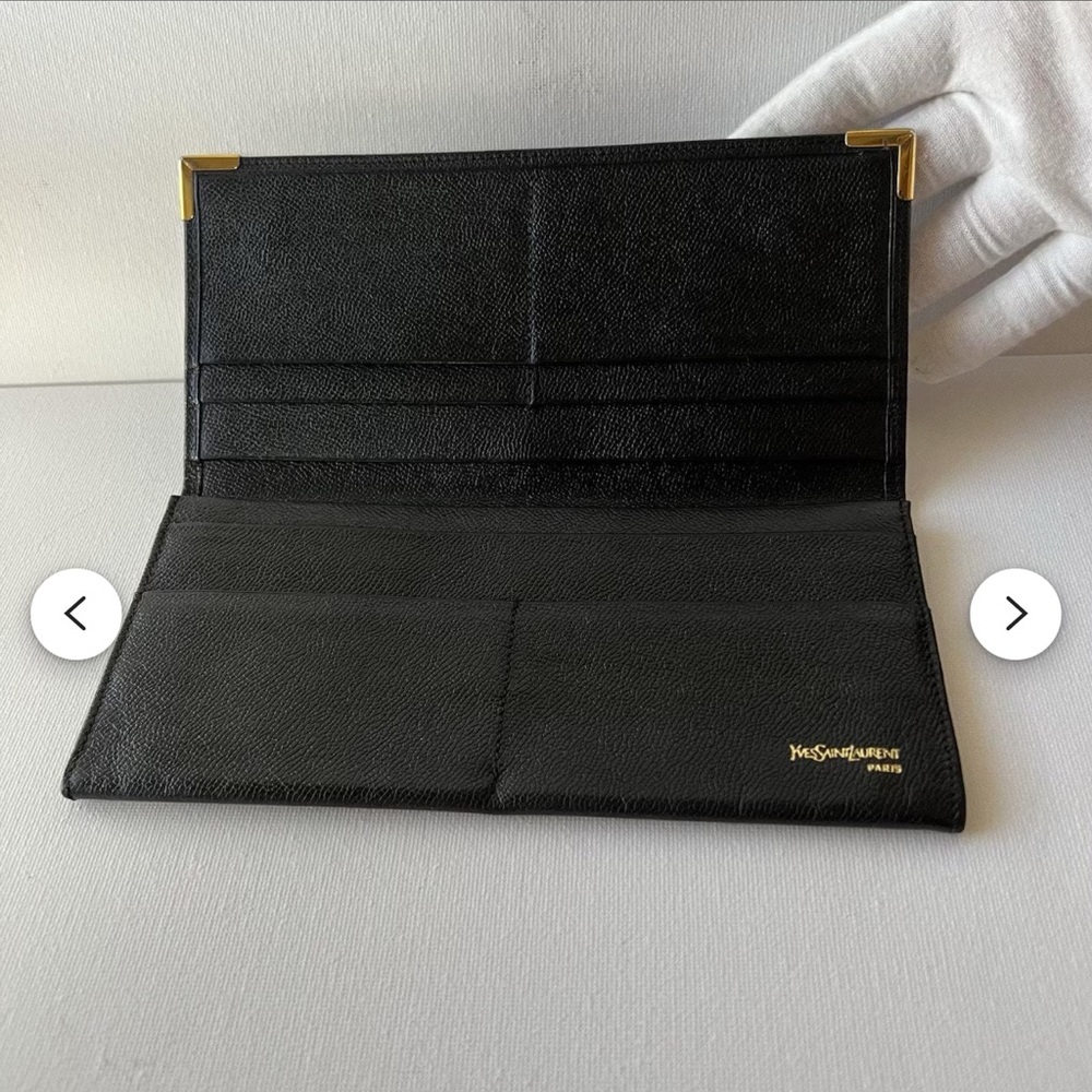 Vintage Yves Saint Laurent YSL Black Leather Cassandra Long Bifold Wallet EUC - Picture 13 of 16